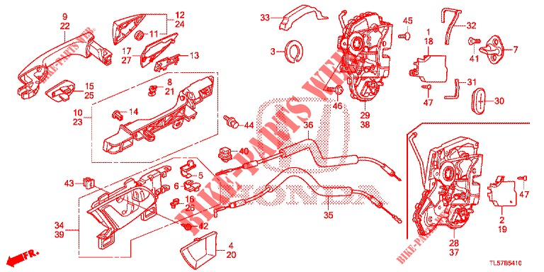 TUERSCHLOESSER, HINTEN/AEUSSERER GRIFF  für Honda ACCORD TOURER 2.0 ELEGANCE PACK 5 Türen 5 gang automatikgetriebe 2014