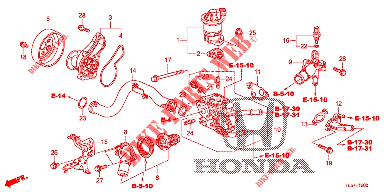 WASSERPUMPE/THERMOSTAT (2.0L) für Honda ACCORD TOURER 2.0 ELEGANCE PACK 5 Türen 5 gang automatikgetriebe 2014