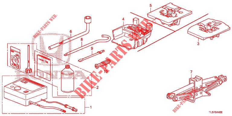 WERKZEUGE/WAGENHEBER  für Honda ACCORD TOURER 2.0 ELEGANCE PACK 5 Türen 5 gang automatikgetriebe 2014