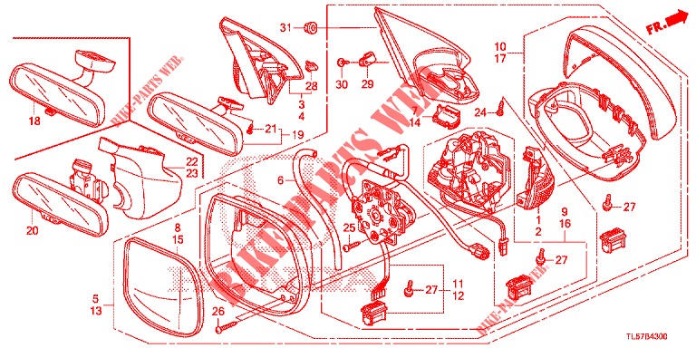 SPIEGEL/SCHIEBEDACH  für Honda ACCORD TOURER 2.0 EXECUTIVE 5 Türen 6 gang-Schaltgetriebe 2014