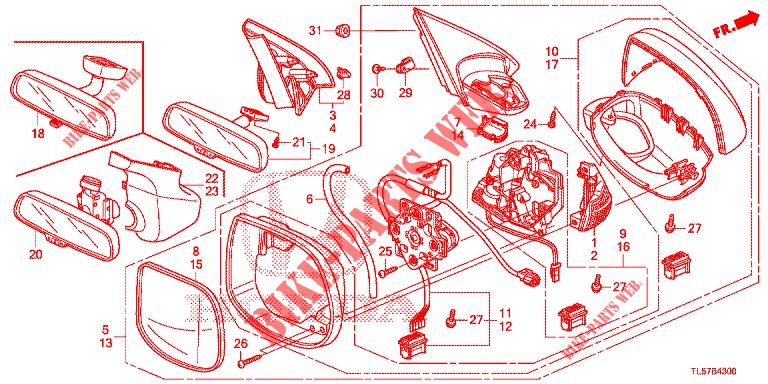 SPIEGEL/SCHIEBEDACH  für Honda ACCORD TOURER 2.0 EXECUTIVE 5 Türen 5 gang automatikgetriebe 2014
