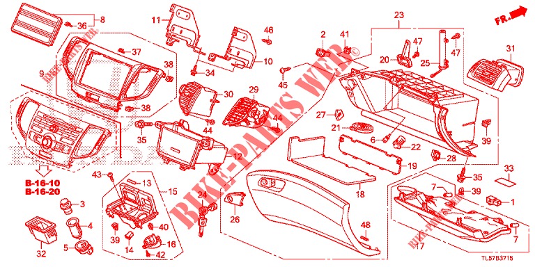 INSTRUMENT, ZIERSTUECK (COTE DE PASSAGER) (LH) für Honda ACCORD TOURER 2.0 S 5 Türen 6 gang-Schaltgetriebe 2014