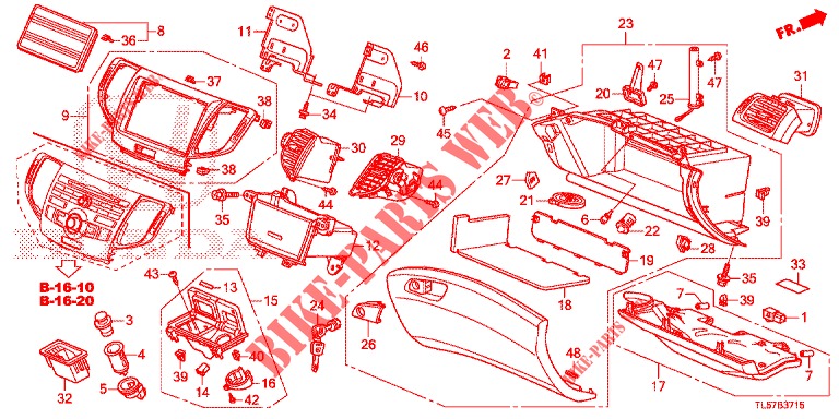 INSTRUMENT, ZIERSTUECK (COTE DE PASSAGER) (LH) für Honda ACCORD TOURER 2.4 EXECUTIVE 5 Türen 6 gang-Schaltgetriebe 2014
