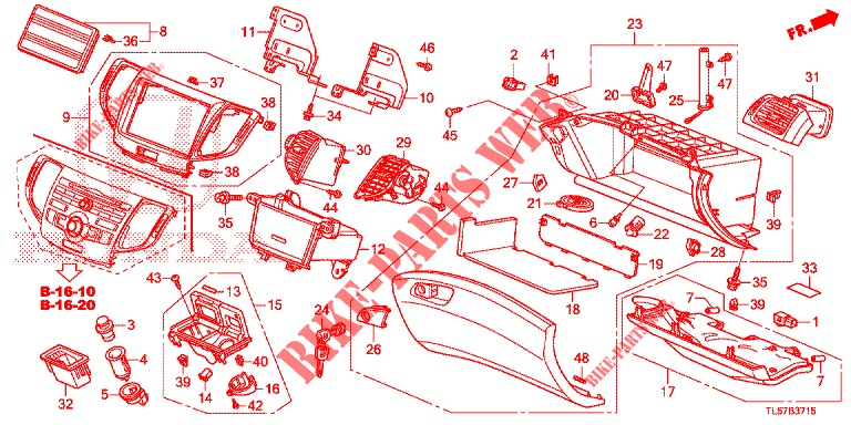 INSTRUMENT, ZIERSTUECK (COTE DE PASSAGER) (LH) für Honda ACCORD TOURER 2.4 S 5 Türen 5 gang automatikgetriebe 2014