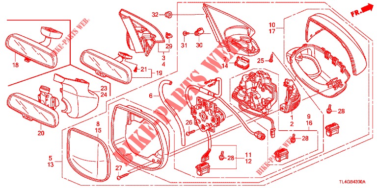 SPIEGEL/SCHIEBEDACH  für Honda ACCORD TOURER 2.0 ELEGANCE 5 Türen 6 gang-Schaltgetriebe 2013
