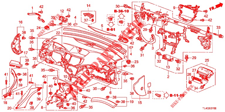 INSTRUMENTENBRETT, OBEN (LH) für Honda ACCORD TOURER 2.0 ELEGANCE 5 Türen 5 gang automatikgetriebe 2013