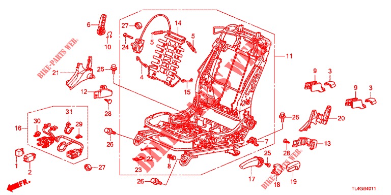 VORNE SITZKOMPONENTEN (G.) (HAUTEUR MANUELLE) für Honda ACCORD TOURER 2.0 ELEGANCE PACK 5 Türen 6 gang-Schaltgetriebe 2013