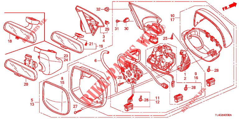 SPIEGEL/SCHIEBEDACH  für Honda ACCORD TOURER 2.0 S 5 Türen 5 gang automatikgetriebe 2013