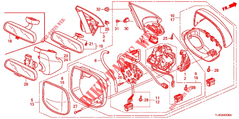 SPIEGEL/SCHIEBEDACH  für Honda ACCORD TOURER 2.4 EXECUTIVE 5 Türen 5 gang automatikgetriebe 2013