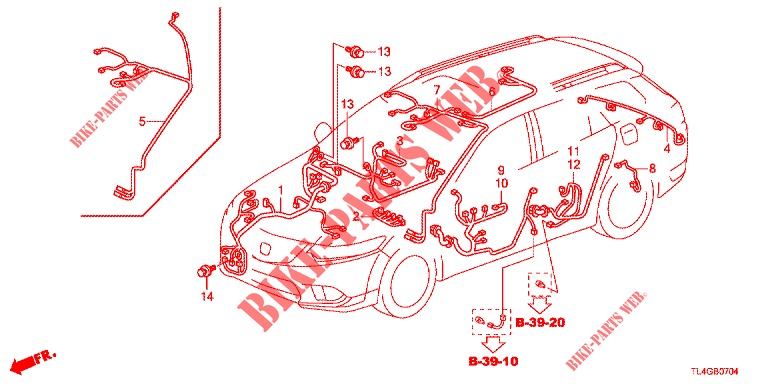 KABELBAUM (3) (LH) für Honda ACCORD TOURER 2.4 S 5 Türen 6 gang-Schaltgetriebe 2013