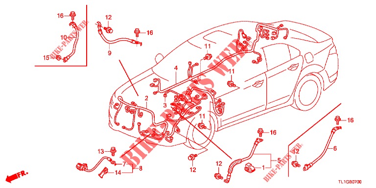 KABELBAUM (1) (LH) für Honda ACCORD 2.0 ELEGANCE 4 Türen 6 gang-Schaltgetriebe 2012