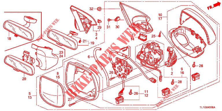 SPIEGEL/SCHIEBEDACH  für Honda ACCORD DIESEL 2.2 ELEGANCE 4 Türen 6 gang-Schaltgetriebe 2012