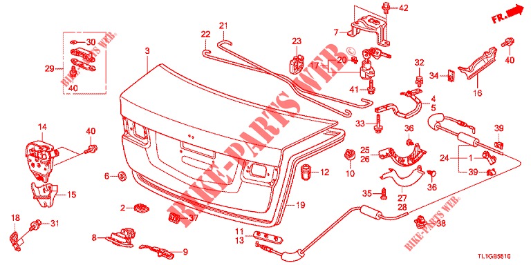 KOFFERRAUMDECKEL(4D)  für Honda ACCORD 2.4 S 4 Türen 6 gang-Schaltgetriebe 2012