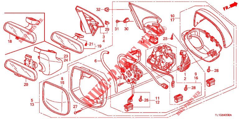 SPIEGEL/SCHIEBEDACH  für Honda ACCORD DIESEL 2.2 ELEGANCE PACK 4 Türen 5 gang automatikgetriebe 2013
