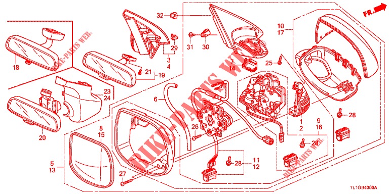 SPIEGEL/SCHIEBEDACH  für Honda ACCORD DIESEL 2.2 S 4 Türen 6 gang-Schaltgetriebe 2013