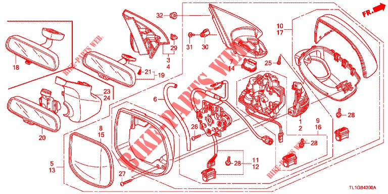 SPIEGEL/SCHIEBEDACH  für Honda ACCORD DIESEL 2.2 S 4 Türen 5 gang automatikgetriebe 2013