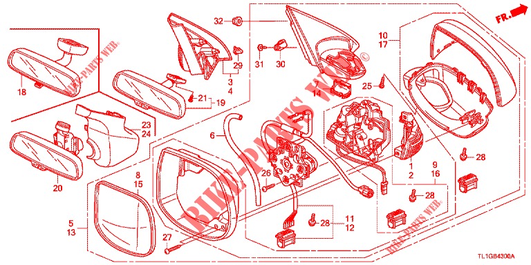 SPIEGEL/SCHIEBEDACH  für Honda ACCORD 2.4 S 4 Türen 5 gang automatikgetriebe 2013
