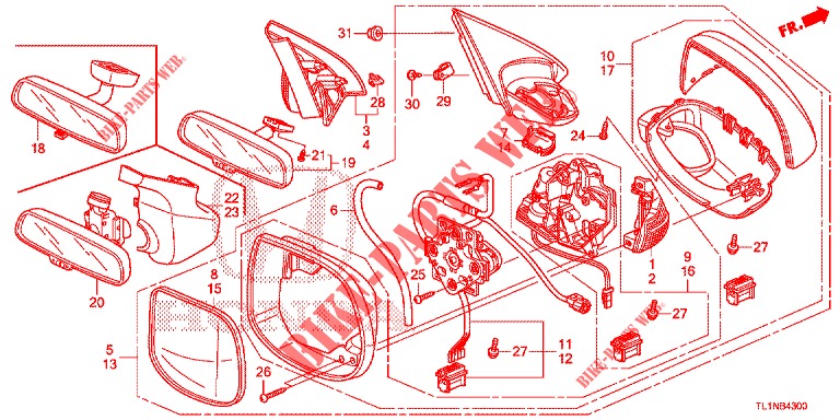 SPIEGEL/SCHIEBEDACH  für Honda ACCORD 2.0 COMFORT 4 Türen 6 gang-Schaltgetriebe 2014