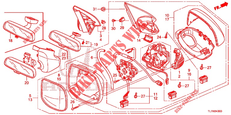 SPIEGEL/SCHIEBEDACH  für Honda ACCORD 2.0 ELEGANCE PACK 4 Türen 6 gang-Schaltgetriebe 2014