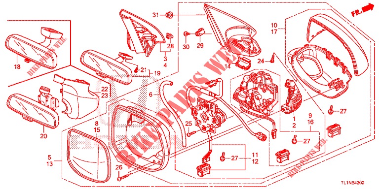 SPIEGEL/SCHIEBEDACH  für Honda ACCORD 2.0 ELEGANCE PACK 4 Türen 5 gang automatikgetriebe 2014