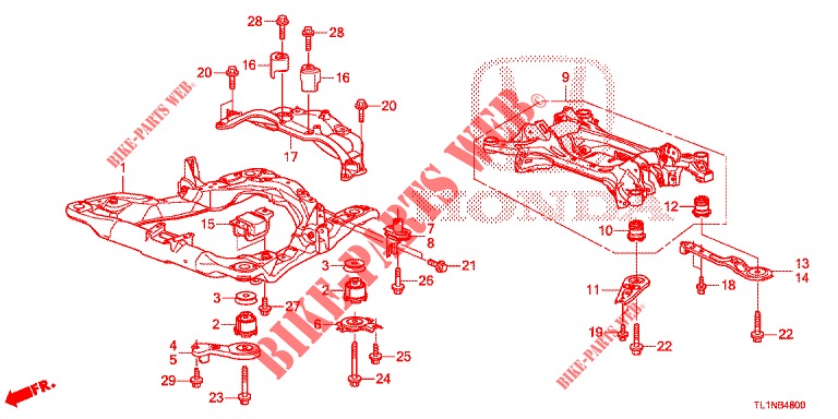 VORDERER HILFSRAHMEN/HINTERER TRAEGER  für Honda ACCORD 2.0 EXECUTIVE 4 Türen 6 gang-Schaltgetriebe 2014