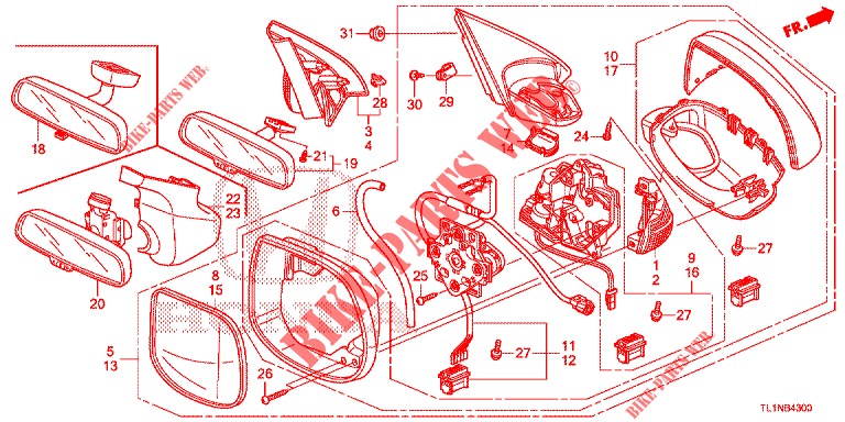 SPIEGEL/SCHIEBEDACH  für Honda ACCORD 2.0 EXECUTIVE 4 Türen 5 gang automatikgetriebe 2014