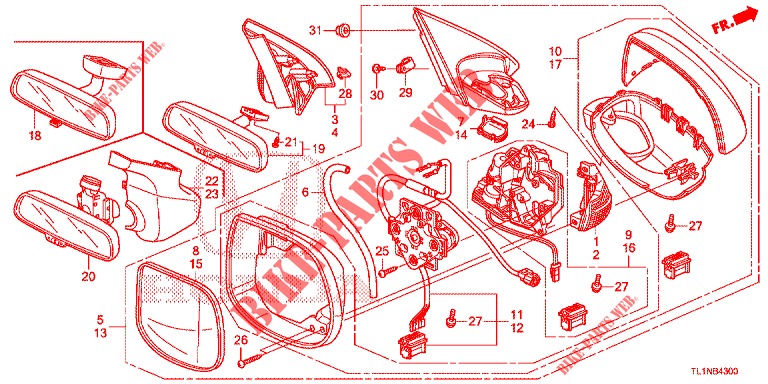 SPIEGEL/SCHIEBEDACH  für Honda ACCORD DIESEL 2.2 COMFORT 4 Türen 6 gang-Schaltgetriebe 2014