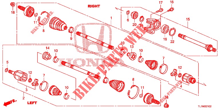 ANTRIEBSWELLE, VORNE/HALBWELLE (DIESEL) für Honda ACCORD DIESEL 2.2 ELEGANCE PACK 4 Türen 5 gang automatikgetriebe 2014