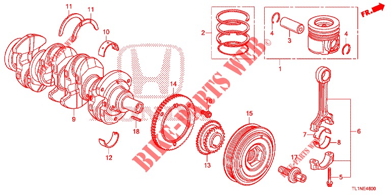 KURBELWELLE/KOLBEN (DIESEL) für Honda ACCORD DIESEL 2.2 ELEGANCE PACK 4 Türen 5 gang automatikgetriebe 2014