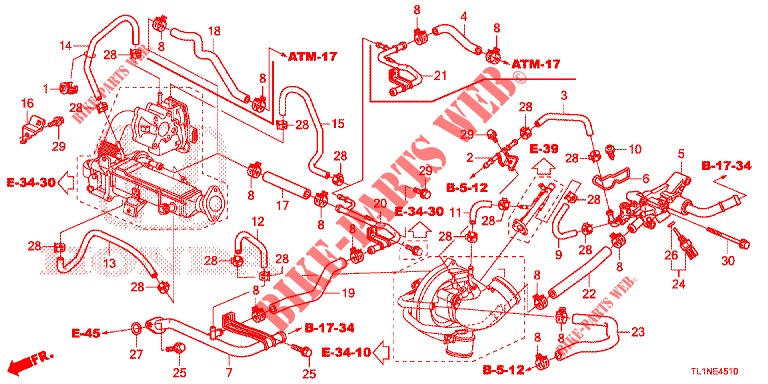 WASSERSCHLAUCH/HEIZUNGSSCHACHT (DIESEL) für Honda ACCORD DIESEL 2.2 ELEGANCE PACK 4 Türen 5 gang automatikgetriebe 2014