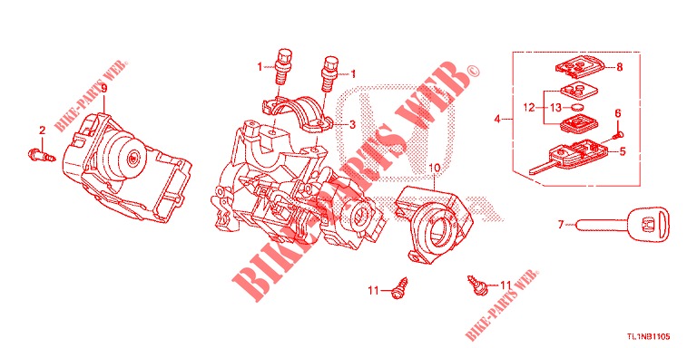 SCHLIESSZYLINDER KOMPONENTEN  für Honda ACCORD DIESEL 2.2 LUXURY 4 Türen 5 gang automatikgetriebe 2014