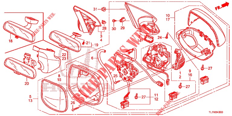 SPIEGEL/SCHIEBEDACH  für Honda ACCORD DIESEL 2.2 LUXURY 4 Türen 5 gang automatikgetriebe 2014