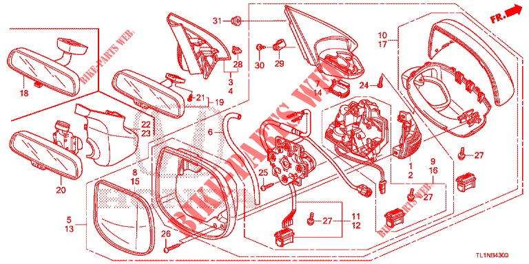 SPIEGEL/SCHIEBEDACH  für Honda ACCORD DIESEL 2.2 S 4 Türen 5 gang automatikgetriebe 2014