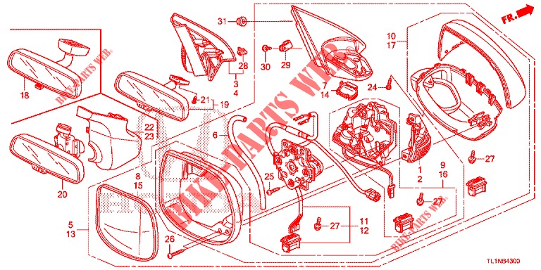 SPIEGEL/SCHIEBEDACH  für Honda ACCORD DIESEL 2.2 SH 4 Türen 6 gang-Schaltgetriebe 2014