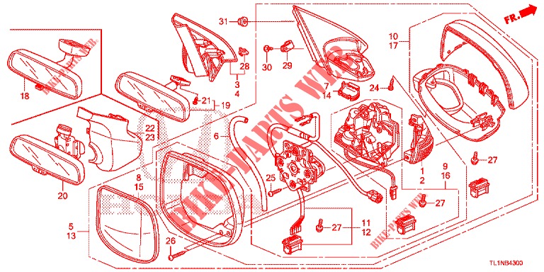SPIEGEL/SCHIEBEDACH  für Honda ACCORD 2.4 EXCLUSIVE 4 Türen 6 gang-Schaltgetriebe 2014