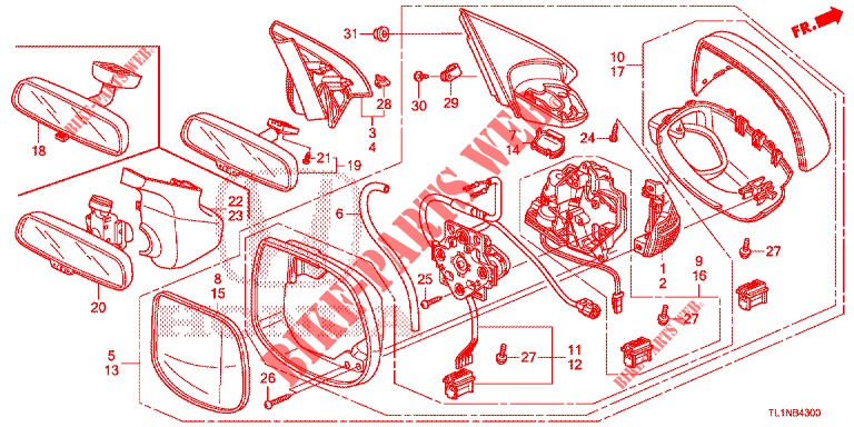 SPIEGEL/SCHIEBEDACH  für Honda ACCORD 2.4 EXCLUSIVE 4 Türen 5 gang automatikgetriebe 2014
