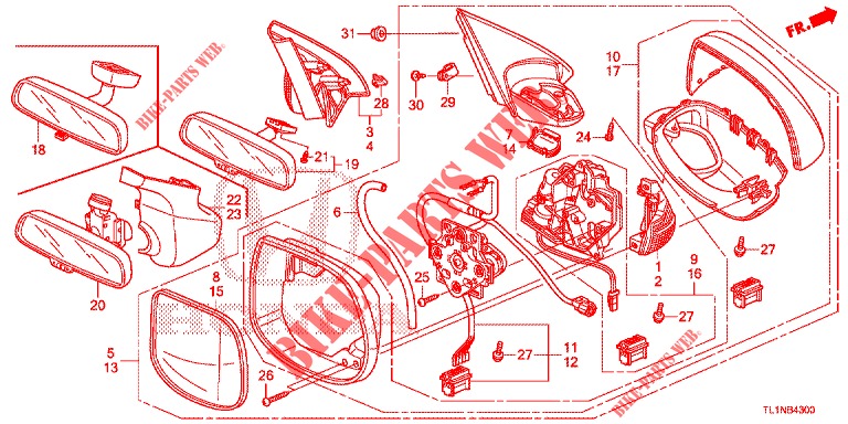 SPIEGEL/SCHIEBEDACH  für Honda ACCORD 2.4 S 4 Türen 6 gang-Schaltgetriebe 2014