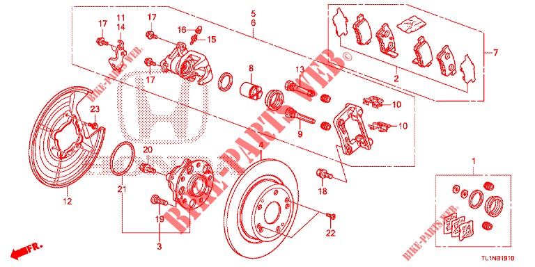 HINTERRADBREMSE (1) für Honda ACCORD 2.0 ELEGANCE PACK 4 Türen 6 gang-Schaltgetriebe 2015