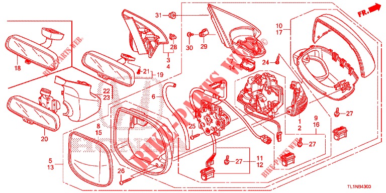 SPIEGEL/SCHIEBEDACH  für Honda ACCORD 2.0 EXECUTIVE 4 Türen 6 gang-Schaltgetriebe 2015