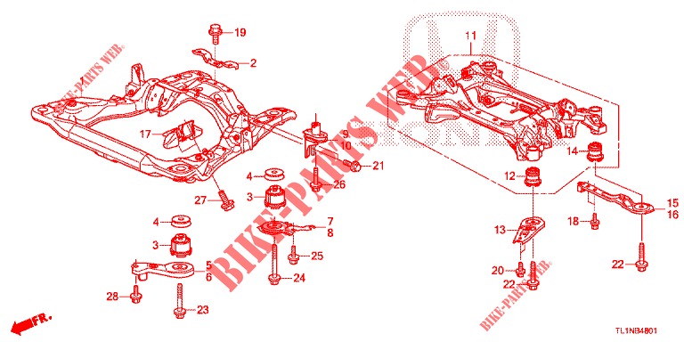 VORDERER HILFSRAHMEN/HINTERER TRAEGER (DIESEL) für Honda ACCORD DIESEL 2.2 ELEGANCE PACK 4 Türen 6 gang-Schaltgetriebe 2015