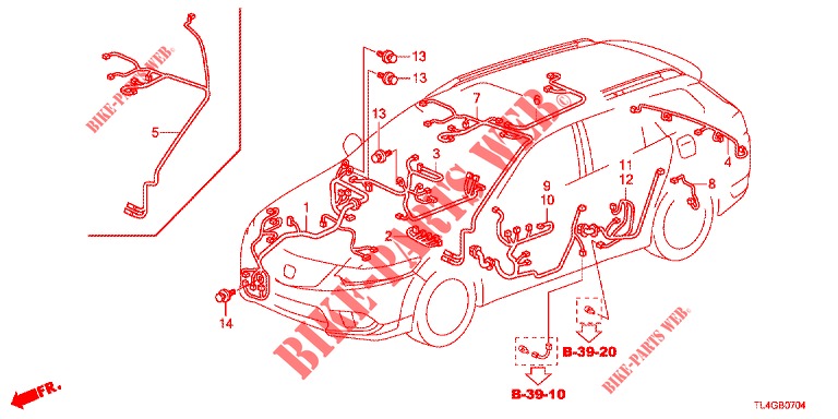 KABELBAUM (3) (LH) für Honda ACCORD TOURER DIESEL 2.2 COMFORT 5 Türen 6 gang-Schaltgetriebe 2013