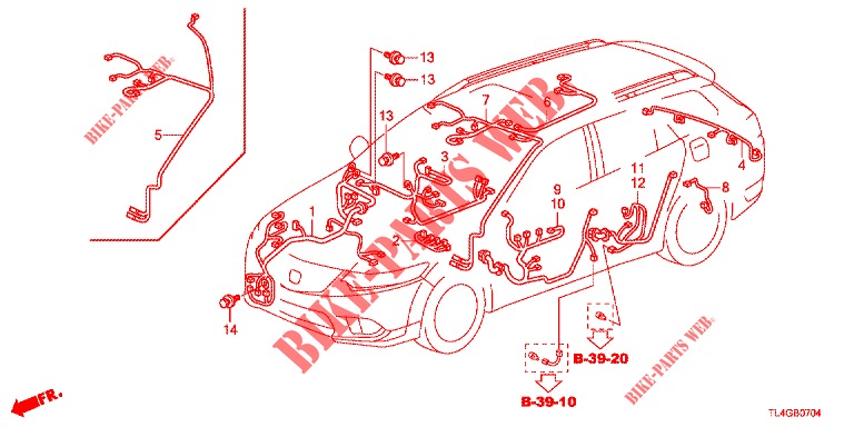 KABELBAUM (3) (LH) für Honda ACCORD TOURER DIESEL 2.2 COMFORT 5 Türen 5 gang automatikgetriebe 2013