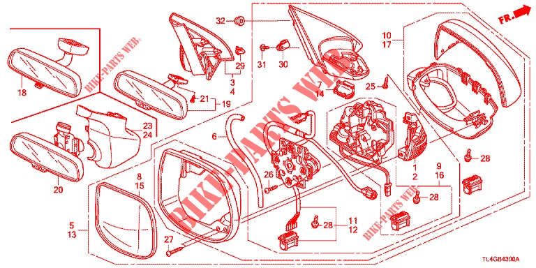 SPIEGEL/SCHIEBEDACH  für Honda ACCORD TOURER DIESEL 2.2 COMFORT 5 Türen 5 gang automatikgetriebe 2013