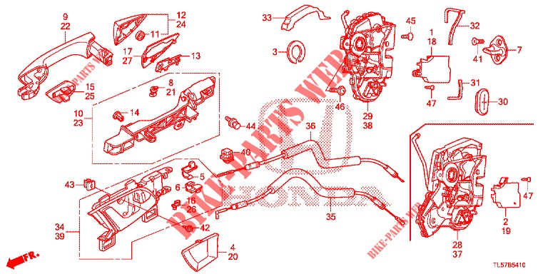 TUERSCHLOESSER, HINTEN/AEUSSERER GRIFF  für Honda ACCORD TOURER DIESEL 2.2 ELEGANCE 5 Türen 6 gang-Schaltgetriebe 2014