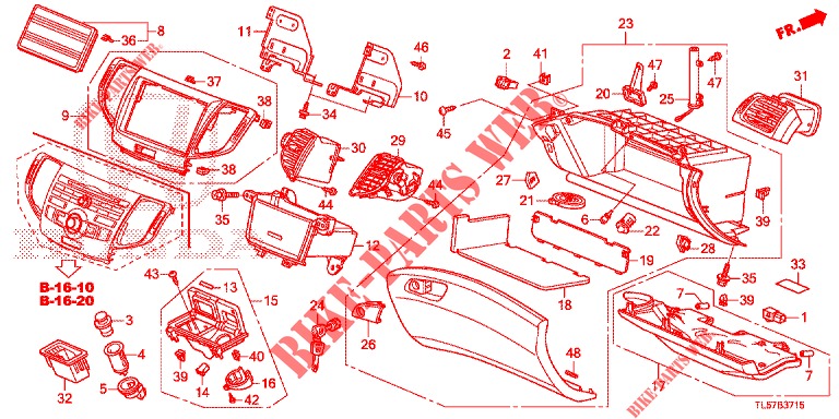 INSTRUMENT, ZIERSTUECK (COTE DE PASSAGER) (LH) für Honda ACCORD TOURER DIESEL 2.2 ELEGANCE PACK 5 Türen 5 gang automatikgetriebe 2014