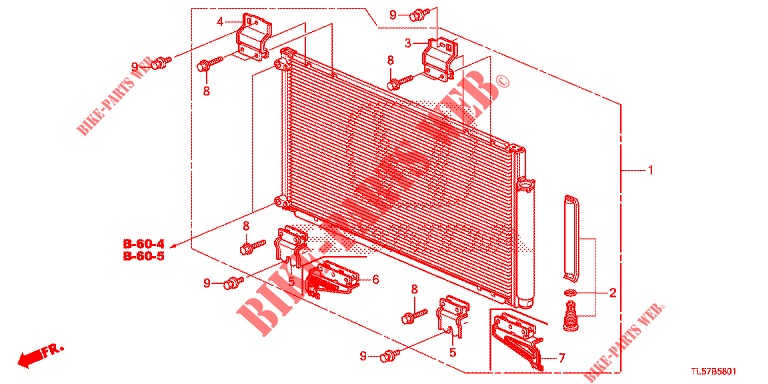 KLIMAANLAGE (CONDENSATEUR) (DIESEL) für Honda ACCORD TOURER DIESEL 2.2 ELEGANCE PACK 5 Türen 5 gang automatikgetriebe 2014