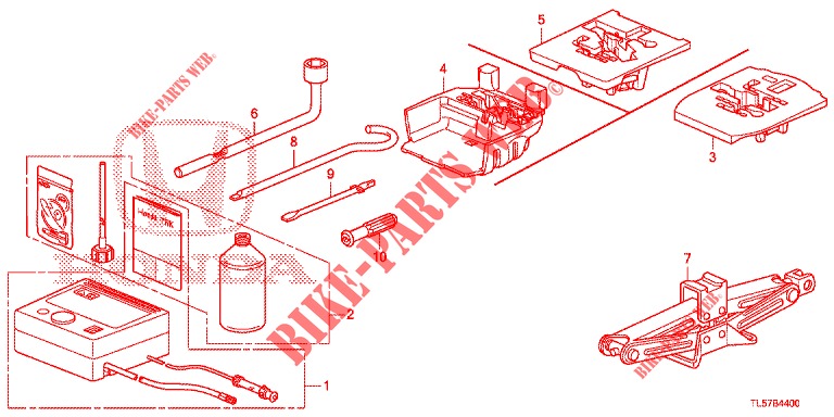 WERKZEUGE/WAGENHEBER  für Honda ACCORD TOURER DIESEL 2.2 ELEGANCE PACK 5 Türen 5 gang automatikgetriebe 2014