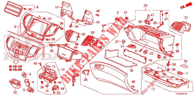 INSTRUMENT, ZIERSTUECK (COTE DE PASSAGER) (LH) für Honda ACCORD TOURER DIESEL 2.2 SH 5 Türen 6 gang-Schaltgetriebe 2014