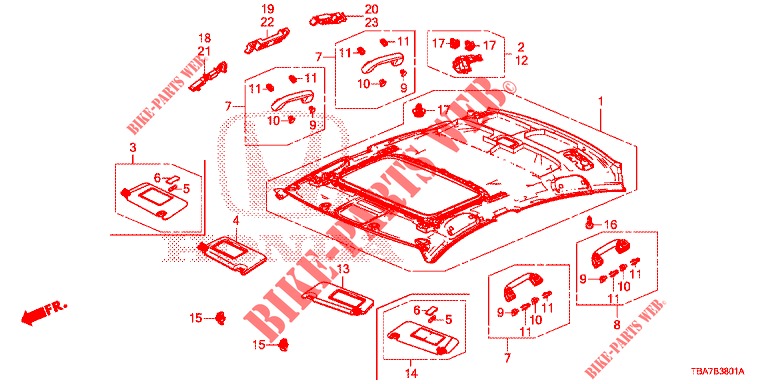 DACHVERKLEIDUNG (TOIT OUVRANT) für Honda CIVIC 1.5 CONFORT 4 Türen 6 gang-Schaltgetriebe 2017