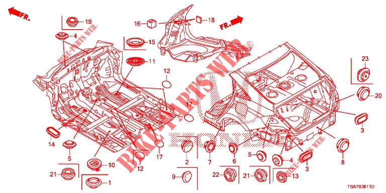 GUMMITUELLE (ARRIERE) für Honda CIVIC 1.5 CONFORT 4 Türen 6 gang-Schaltgetriebe 2017